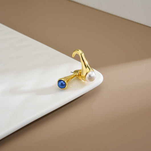 Aretes Azul y Blanco Diseño Minimalista Efecto Viento Frío - Image 2