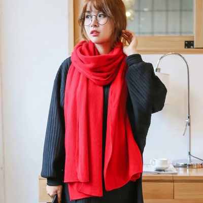 Bufanda de Lana Merino y Cachemira Tejida Estilo Coreano Unisex - Image 9