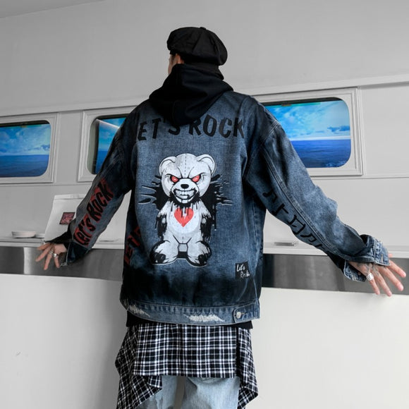 Chaqueta Denim Oversized Unisex con Detalles Rotos - Estilo Urbano