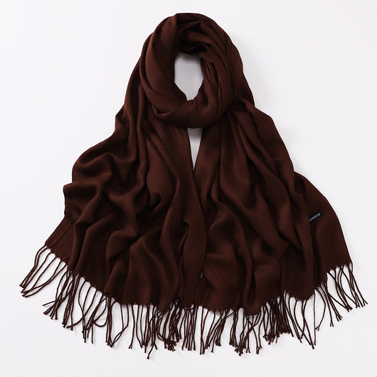 Bufanda Larga de Cashmira Suave - Color Liso para Otoño e Invierno - Image 39