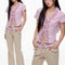 Blusa Patchwork con Cintura Ajustable y Encaje