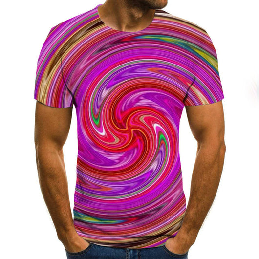 Playera Casual con Estampado 3D Remolino Digital Cuello Redondo - Image 21