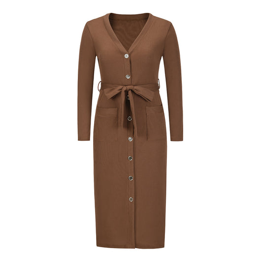 Vestido Largo Ajustado Cuello V Mujer Otoño Invierno - Image 3
