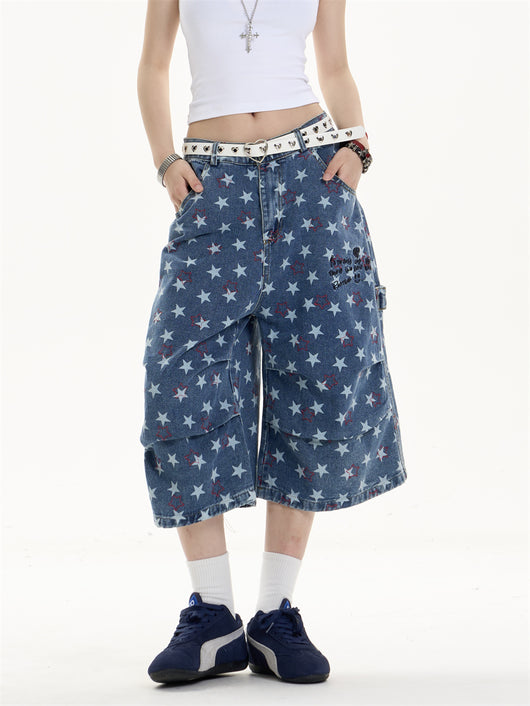 Pantalón Denim Estampado Crop Ancho y Suelto - Image 17