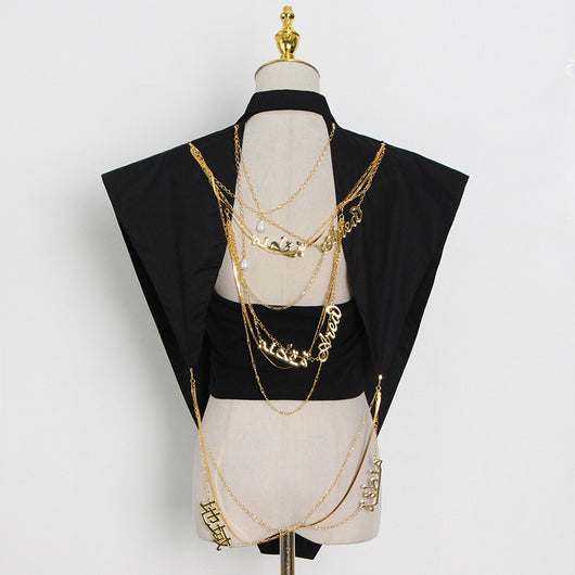 Blusa Triangular Invertida con Costura en Cadena - Diseño Trendy - Image 4