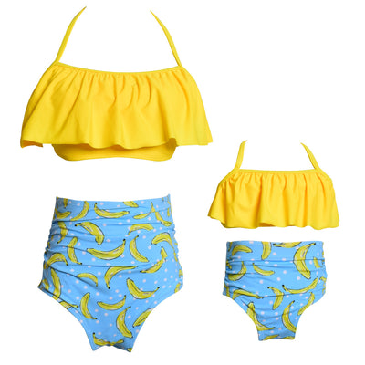 Traje de Baño Coordinado Mamá e Hija con Cintura Alta y Volantes Estampado - Image 10
