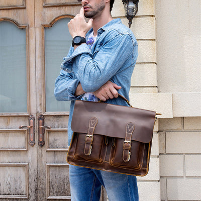Maletín de Cuero Retro para Hombre - Estilo Ejecutivo Portátil - Image 14