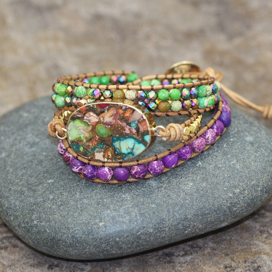 Pulsera Bohemia Multicapa Tejida en Turquesa - Colgante Artesanal de 3 Capas - Image 10