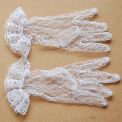 Guantes de encaje cortos con dedos para novia - Image 4