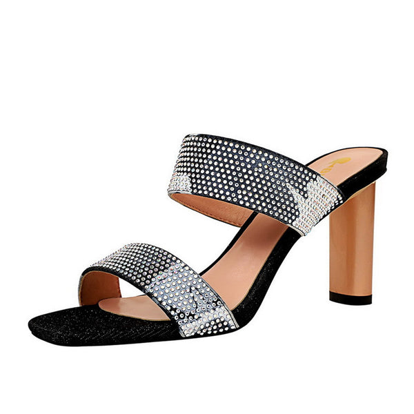 Pantuflas de Tacón Alto con Brillantes y Strass