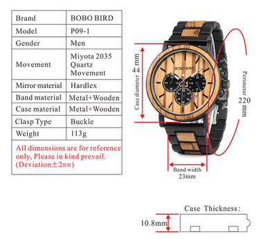 Reloj de Madera BOBO BIRD Cronógrafo Militar Lujo para Hombre - Image 4