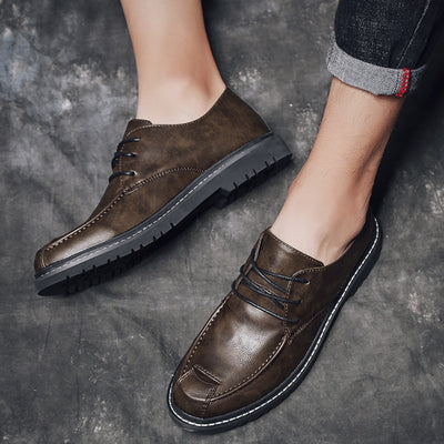 Zapatos Casuales de Cuero Negro Estilo Coreano para Hombre - Image 4