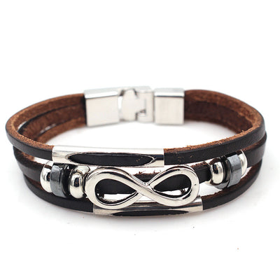 Pulsera Retro de Cuero para Hombre con Símbolo de Infinito - Image 6