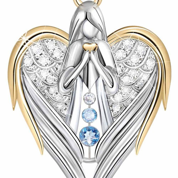 Collar Colgante de Alas de Ángel con Corazón de Cristal y Rhinestones en Oro y Plata para Mujer - Image 5