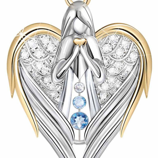 Collar Colgante de Alas de Ángel con Corazón de Cristal y Rhinestones en Oro y Plata para Mujer - Image 5
