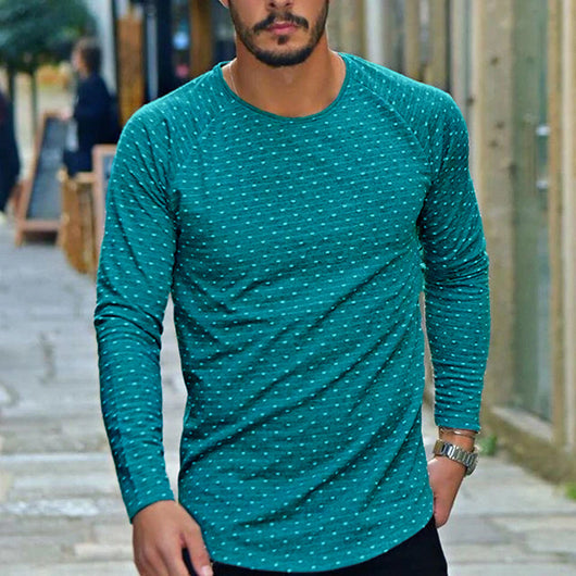 Camiseta Manga Larga Cuello Redondo con Lunares para Hombre