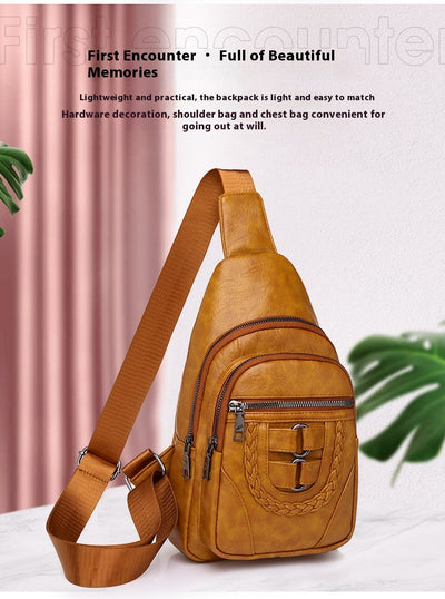 Bolso de Cuero PU Texturizado con Compartimento en el Pecho - Image 34