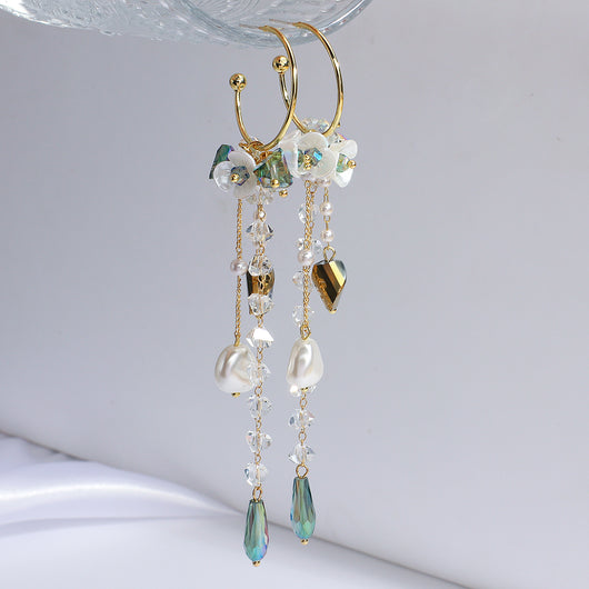 Aretes de Plata 925 Flor con Perla Estilo Coreano - Image 2