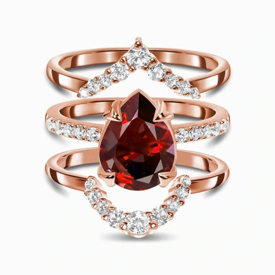 Anillo de Plata Esterlina con Zirconia en Tres Niveles y Detalles en Oro Rosado - Image 5
