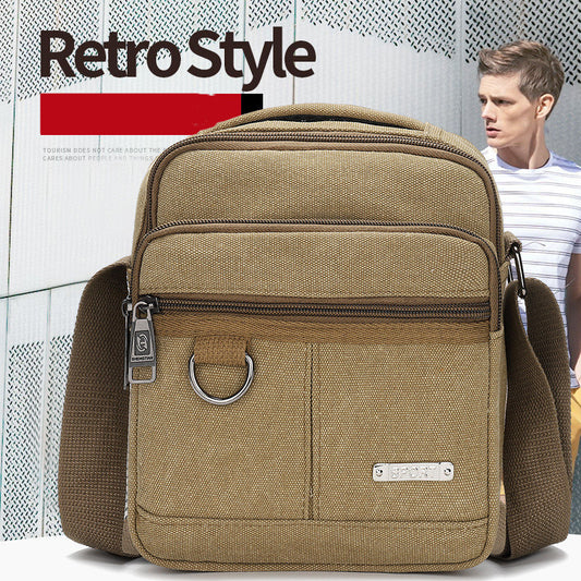 Bolsa Mensajero de Lona Multisección con Bandolera Única para Hombre