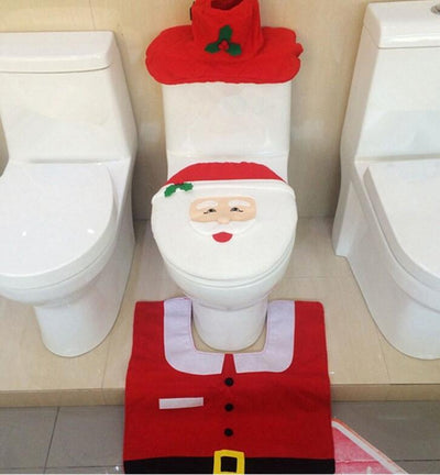 Juego de Decoración Navideña para Baño - Cortina de Ducha y Funda de Inodoro Papá Noel - Image 13