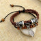 Cross stud braided leather bracelet Brown A