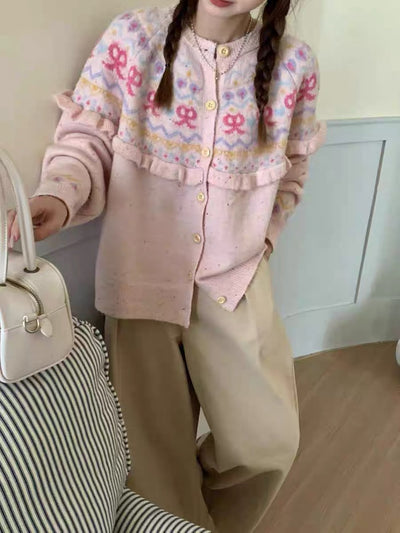 Cardigan Tejido con Moño - Diseño Retro Holgado para Otoño e Invierno - Image 9