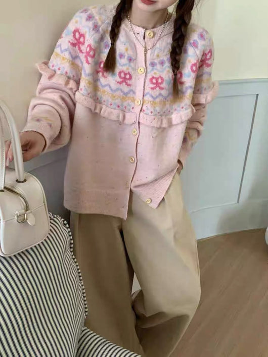 Cardigan Tejido con Moño - Diseño Retro Holgado para Otoño e Invierno - Image 9