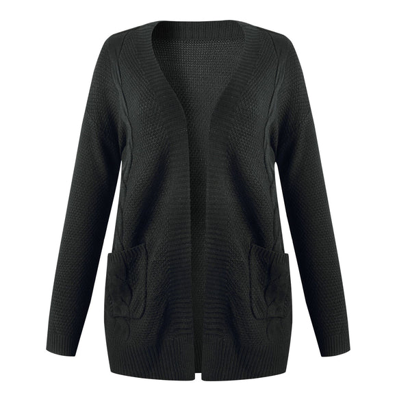 Cardigan Tejido de Color Sólido para Mujer