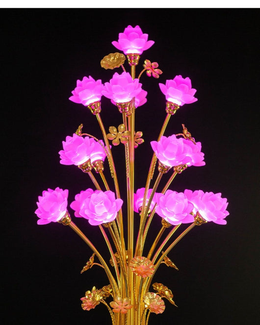 Linterna LED de Loto en Vidrio Coloreado para Altar Budista - Image 47