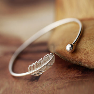 Pulsera de Plata Esterlina 925 con Diseño de Hoja
