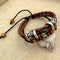 Cross stud braided leather bracelet Brown B
