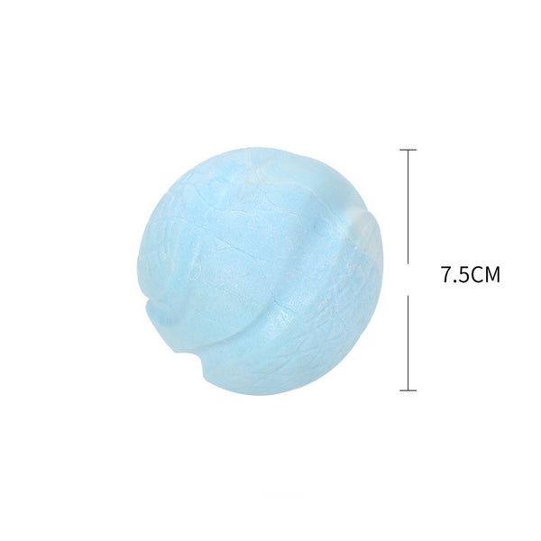 Light blue textured TPR foam dog toy ball, 7.5cm in diameter, for pet play and chewing. - Image 16