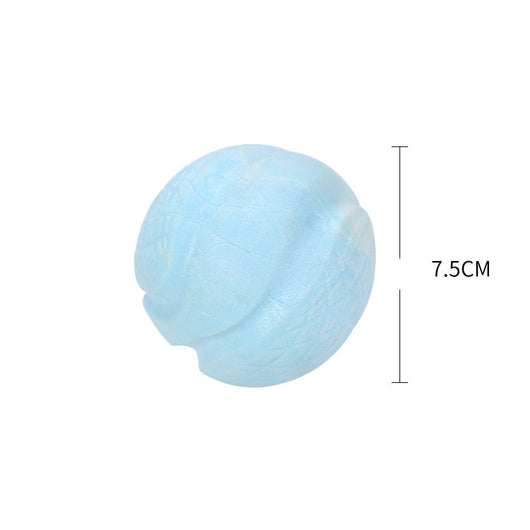 Light blue textured TPR foam dog toy ball, 7.5cm in diameter, for pet play and chewing. - Image 16