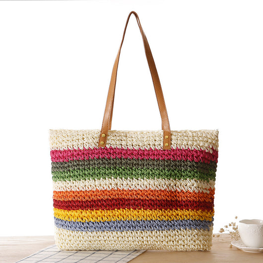 Bolsa de Playa Redonda Tejida a Mano - Bolso Cruzado de Ratán para Mujer - Image 83