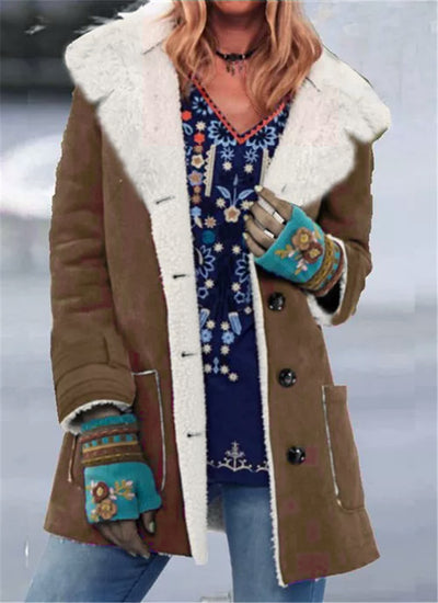 Chaqueta de Felpa Midi con Solapas y Bolsillos Parche - Image 8