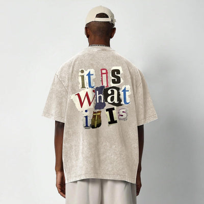 Camiseta Vintage Oversized con Estampado de Letras para Hombre - Image 4