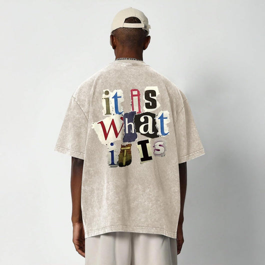 Camiseta Vintage Oversized con Estampado de Letras para Hombre - Image 4