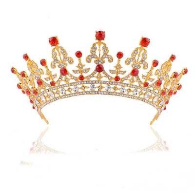Corona Tiara Nupcial de Cristal Barroco Lujo con Acabado Oro Claro - Image 4