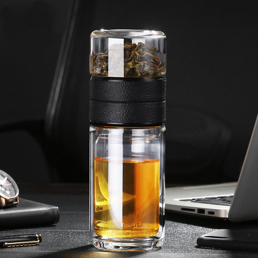 Vaso de Doble Cristal con Infusor de Té