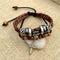 Cross stud braided leather bracelet Brown