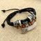 Cross stud braided leather bracelet Negro A