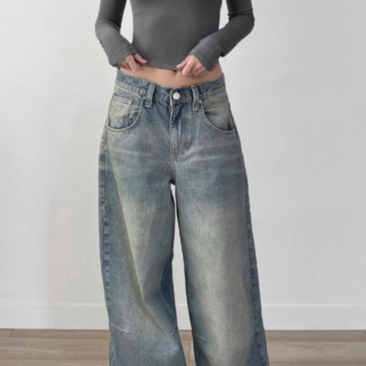 Jeans Sueltos Retro Vintage Lavados para Mujer - Image 11