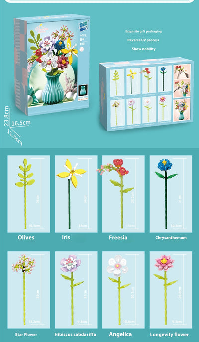 Bloques de Construcción Flores con Piezas Pequeñas - Juguete Educativo Armable - Image 17