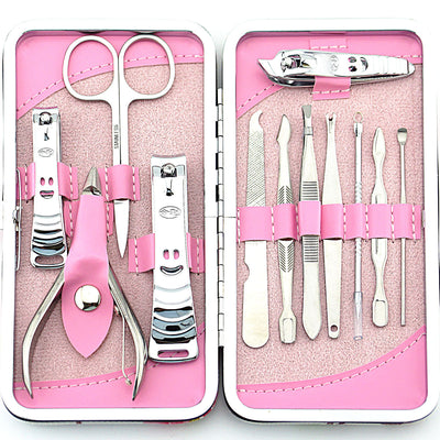 Set de Cortaúñas 12 Piezas Acero Inoxidable Diseño Floral Rosa - Image 2