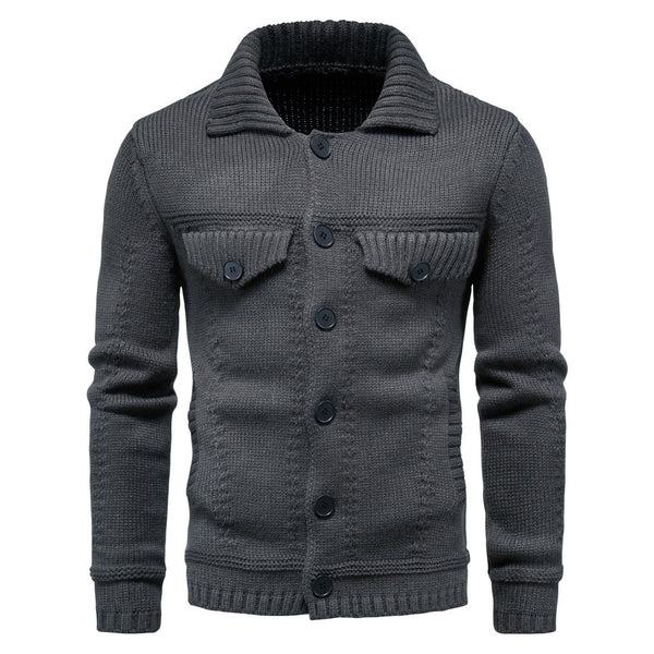 Cardigan Casual de Punto con Solapa para Hombre