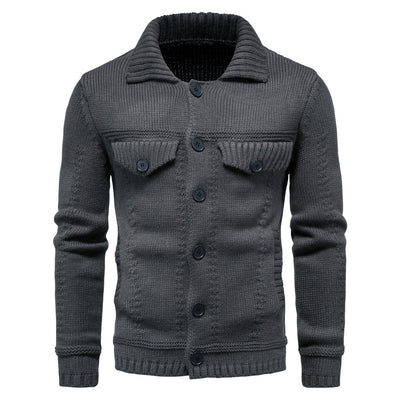 Cardigan Casual de Punto con Solapa para Hombre - Image 2