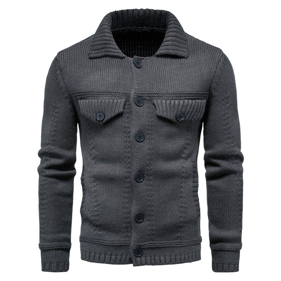 Cardigan Casual de Punto con Solapa para Hombre
