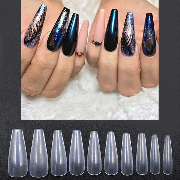 500 Uñas Postizas Transparentes de Color Natural - Efecto Ballet