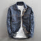 Camisa Denim Casual Holgada para Hombre con Cuello Solapa